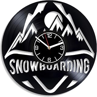 kovides 单板滑雪时钟礼物男士运动墙壁艺术单板滑雪乙烯基时钟挂钟